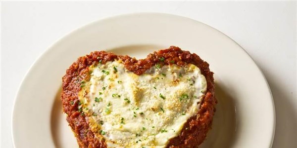 Buca di Beppo's heart-shaped lasagna