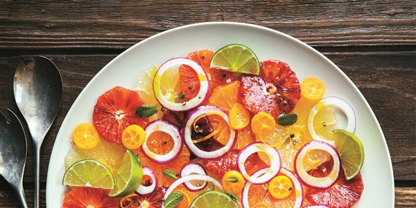 citrom- és narancsfélék Salad with Mint and Red Onions