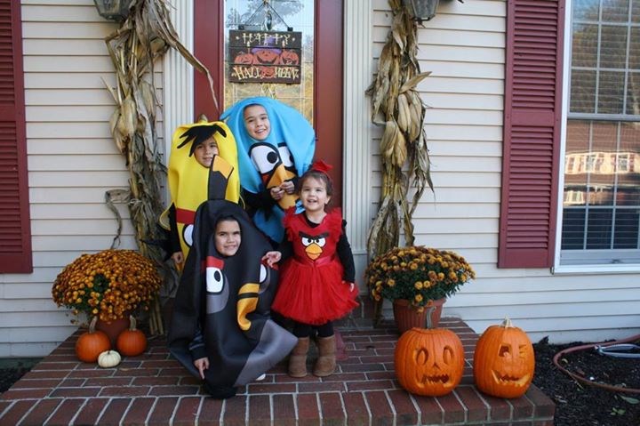Hogyan long will it last?: Jennifer Frederick Walters, whose kids donned Angry Birds attire last year, writes: “I always theme my kids, while it lasts at least.”