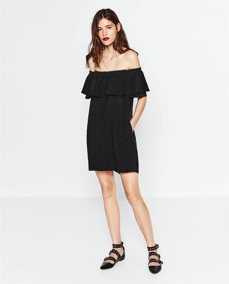זארה black off-the-shoulder dress