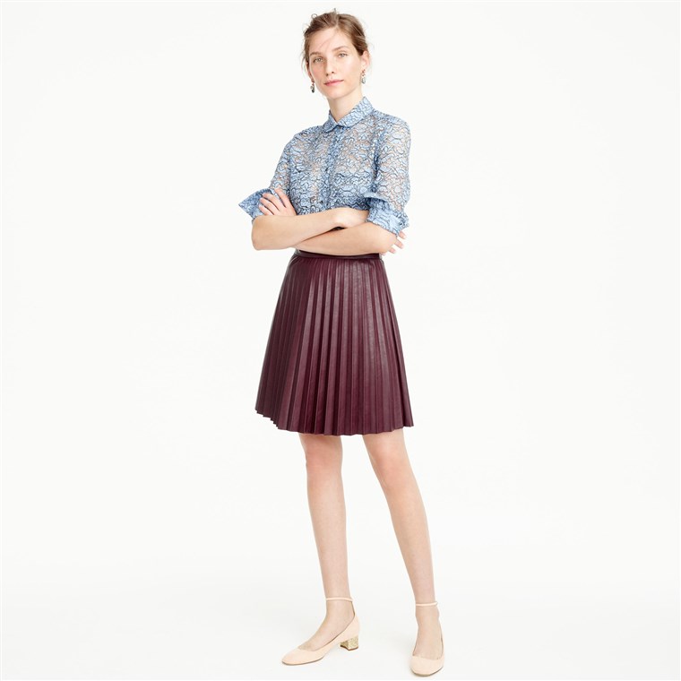 J. Crew Group faux leather pleated mini skirt