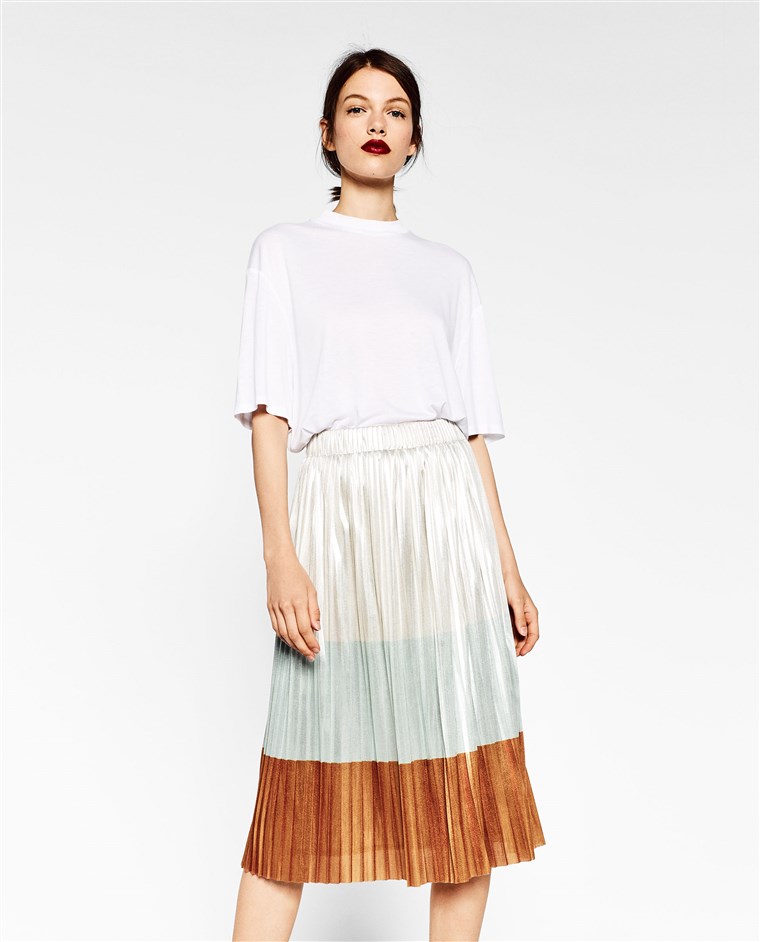 זארה metallic pleated skirt