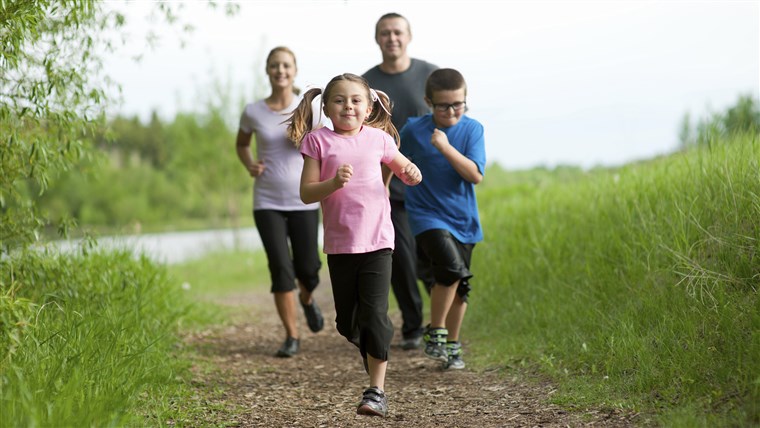 család, exercise, jog, kids, parents, run, hike, 
