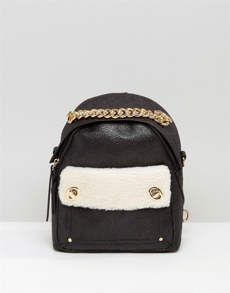 Novi Look Mini faux shearling backpack