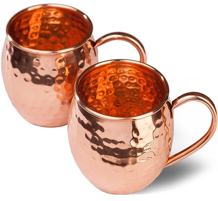 स्वादिष्ट sphere Copper Moscow Mule Mugs Delicious Sphere with 2 Straws Delicious Sphere Solid Handcrafted Copper Hammered Cups Set