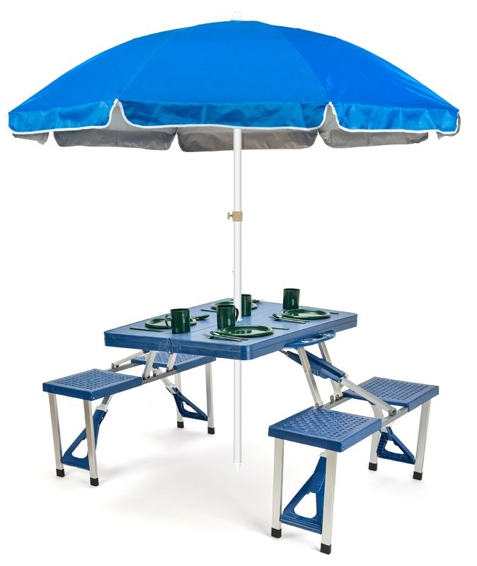 Hordozható Picnic Table and Umbrella
