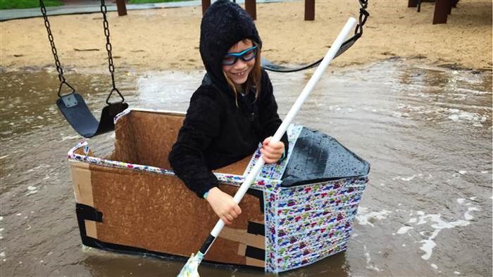igra hard! Get messy! Author and blogger Mike Adamick's daughter explores the world in a boat of her own creation.