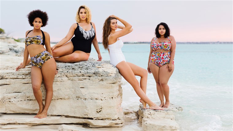 Plus-size models pose for a new swimsuit calendar. 
