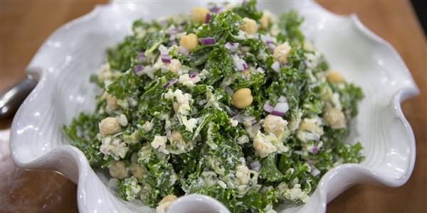Tzatziki-Kale Salad with Brown Rice and Chickpeas