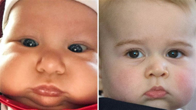 Cheektastic: Elliott (left) is the cheek-off victor, but how does he fare against His Royal Cheekiness, Prince George (right)?