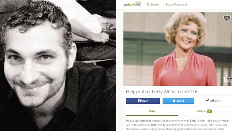 דמטריוס Hrysikos sets up GoFundMe page to protect Betty White from 2016