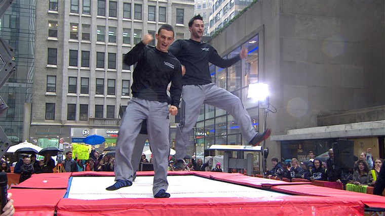  brothers celebrated their new world record on the plaza. 