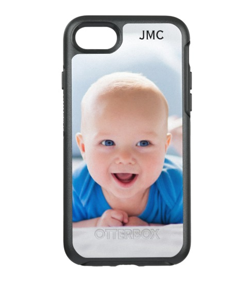 iPhone case with picture of baby and monogram
