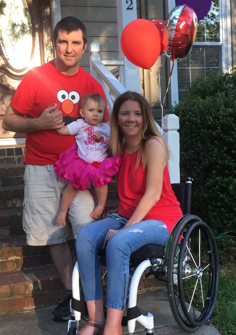 Rachelle Chapman, aka the paralyzed bride, with her family