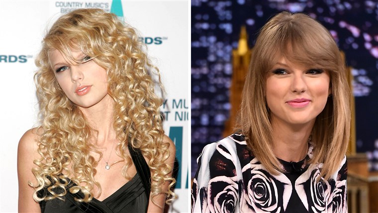 טיילור Swift: From curly-haired country singer to sleek and straight pop star.