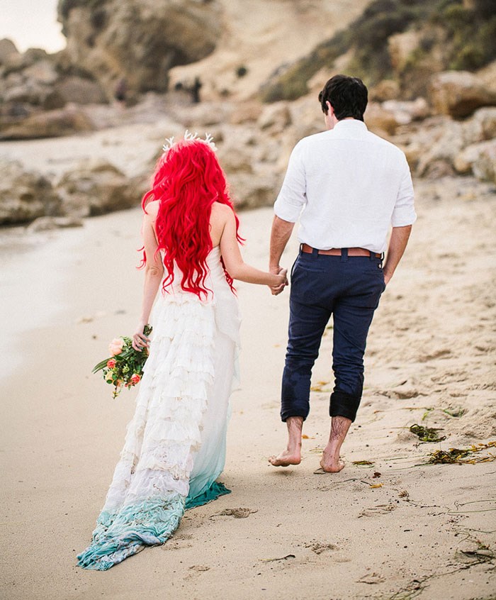 לטבול- dye wedding dress, Little Mermaid, Ariel and Eric, Disney, Disney wedding