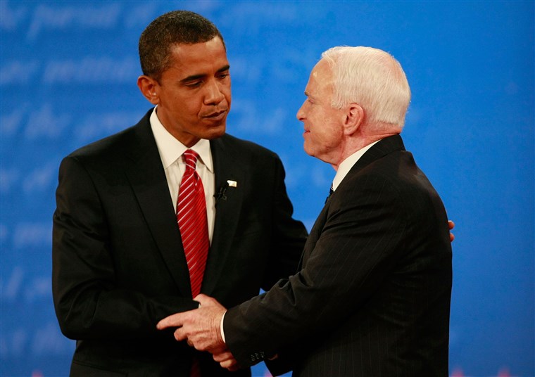 जॉन McCain and Barack Obama
