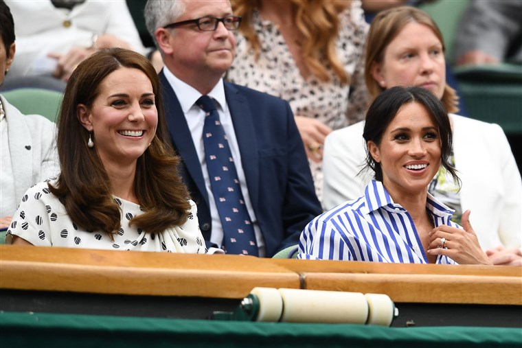 Catherine Duchess of Cambridge and Meghan Duchess of Sussex at Wimbledon 2023