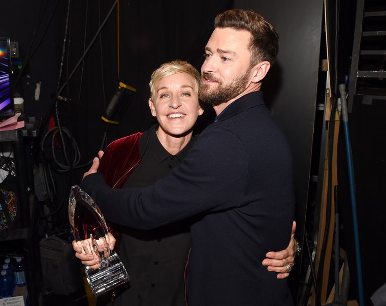 Ellen DeGeneres and Justin Timberlake