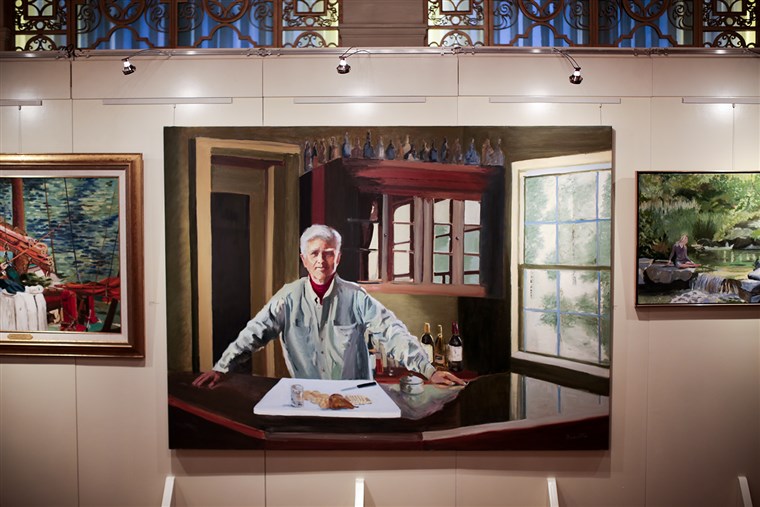 ציורים by Tony Bennett on display at a gallery in Midtown Manhattan. Bennett says he works on his art every day.