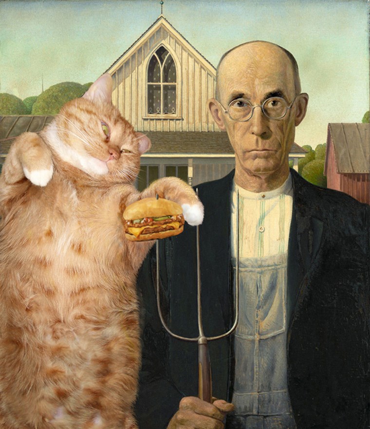 אמריקאי gothic behind Ameri-cat politics? Grant Wood, American Gothic. I can has cheeseburger?
