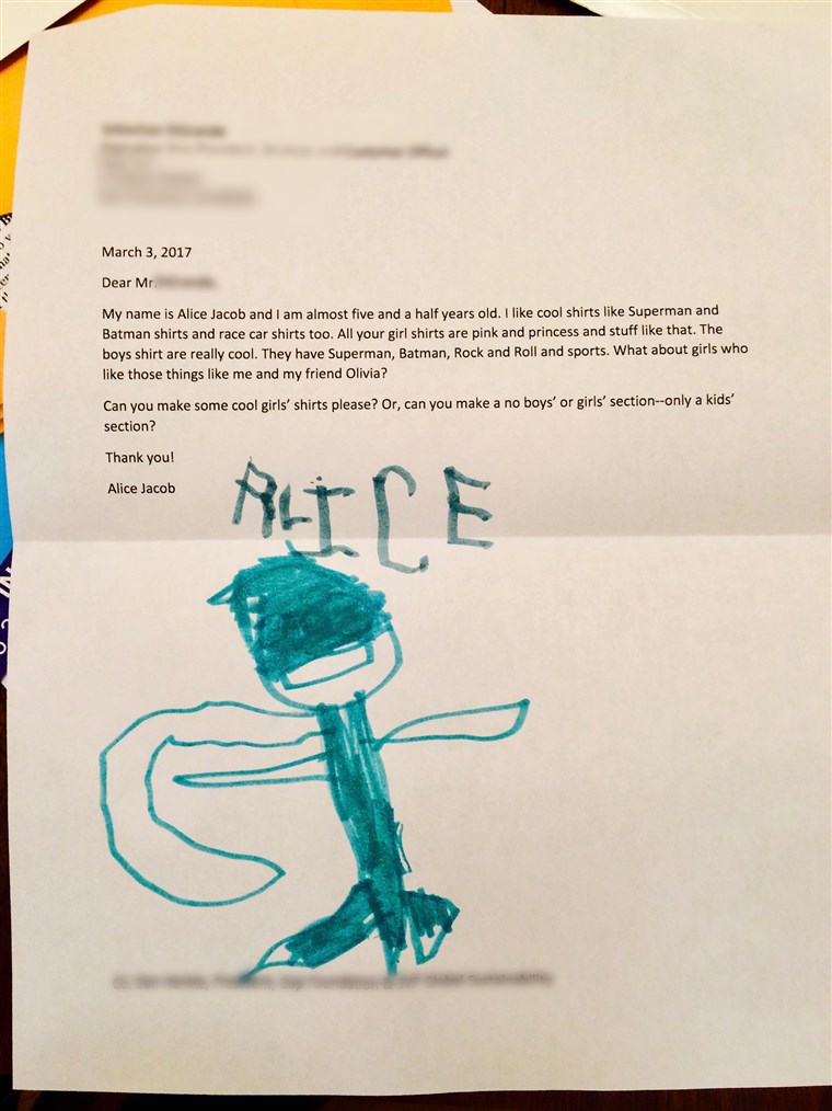 בן 5 girl writes a letter to Gap asking for more gender-neutral clothes.
