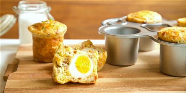 Szalonna and Cheese Muffins with Soft-Boiled Egg