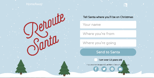 S the Reroute Santa website, kids can tell Santa of any holiday travel plans, and receive confirmation that Santa knows where to find them on Christmas Eve.