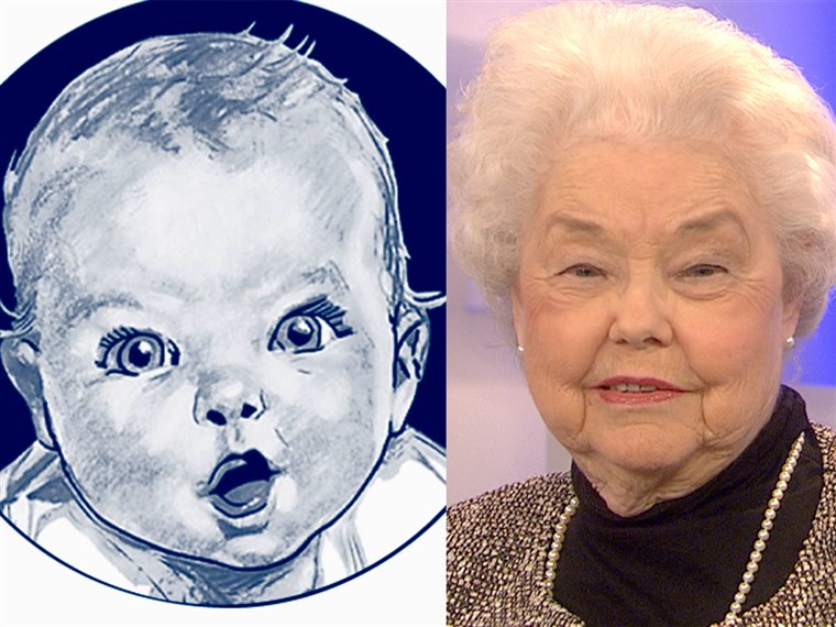  original Gerber baby, Ann Turner Cook, in a 1927 sketch and today.