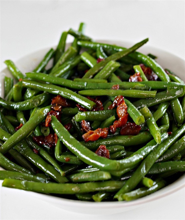 भूरा sugar and bacon green beans