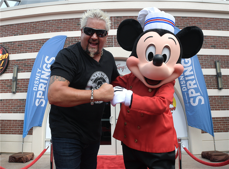 Kuhar Mickey Mouse made a special appearance at the opening of Fieri's new Disney Springs restaurant.