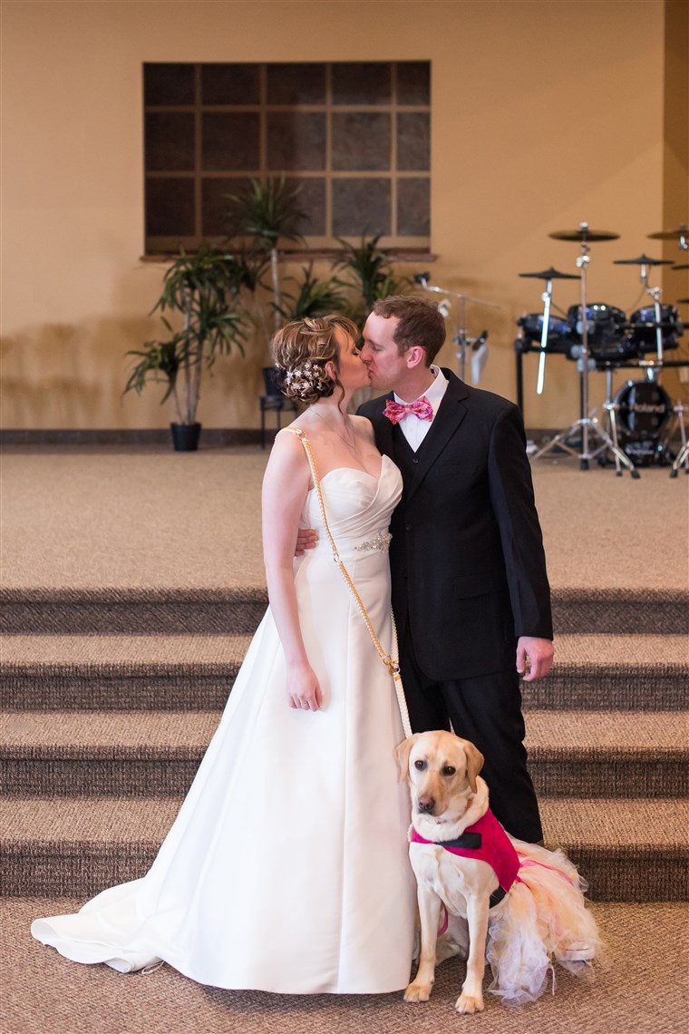 לא כולל: Service dog Bella calms down bride on wedding day