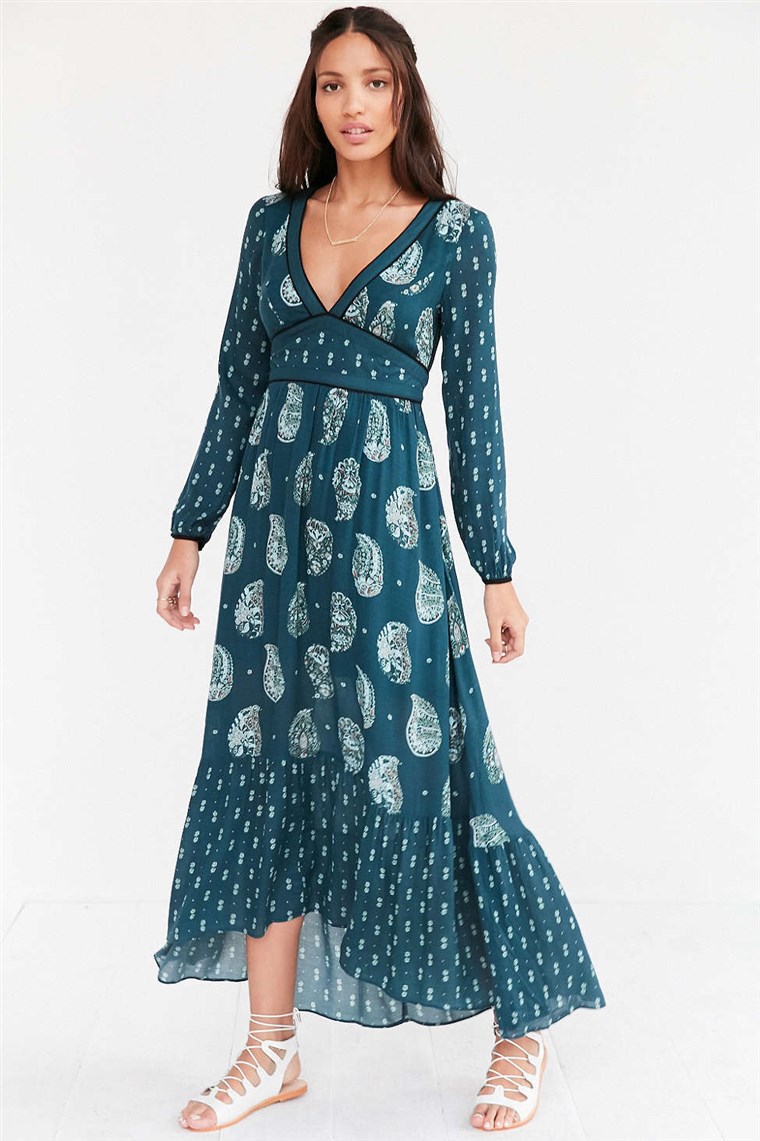 אקוטה Prairie Mixed Print Long-Sleeve Maxi Dress