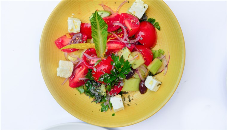  Horiatiki Greek salad by chef Travis Swikard of Boulud Sud in NYC