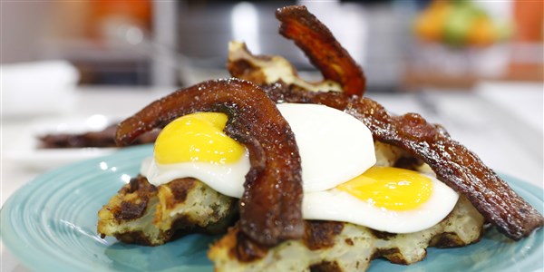 paprikaš Brown Waffle with Fried Egg and Candied Bacon
