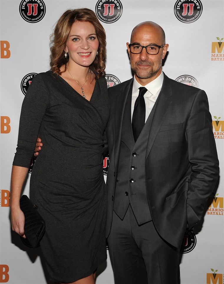 Ez will be Felicity Blunt's first child; Stanley Tucci has three children from a prior marriage.