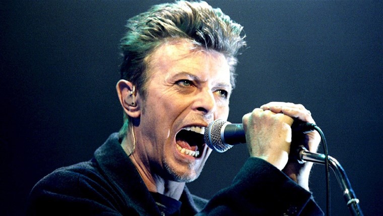 David Bowie performing during a concert in Vienna