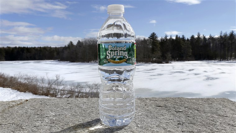 ए bottle of Poland Spring water rests on a granite slab in East Derry, N.H., Tuesday, March 5, 2013.