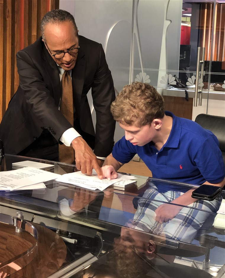 लेस्टर Holt meets 14-year-old fan Hunter Goldbach, who has rare genetic disorder