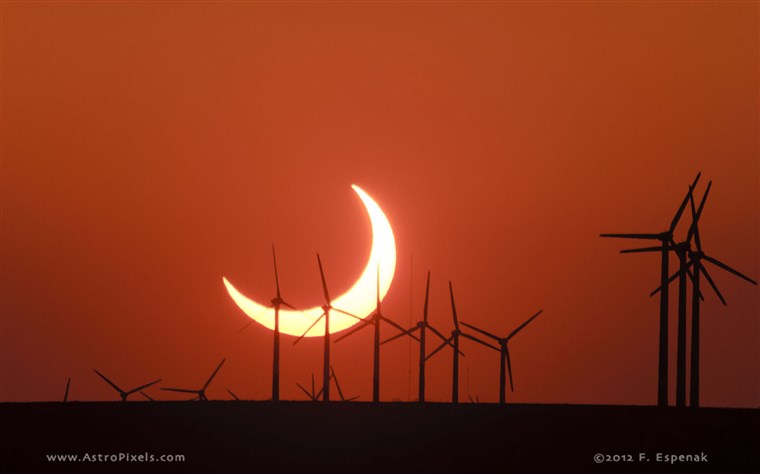 ה annular solar eclipse among wind turbines in Elida, New Mexico, in 2012.
