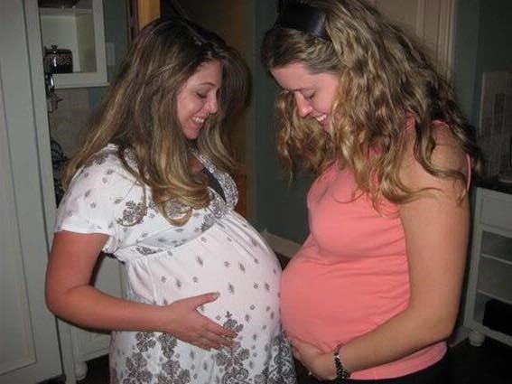 Briean Vandeventer with her friend Ginni Dingeldein, who she met through an online moms group in 2008.