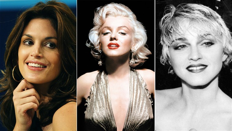 לידה Marks. From right to left, Cindy Crawford, Marilyn Monroe and Madonna.