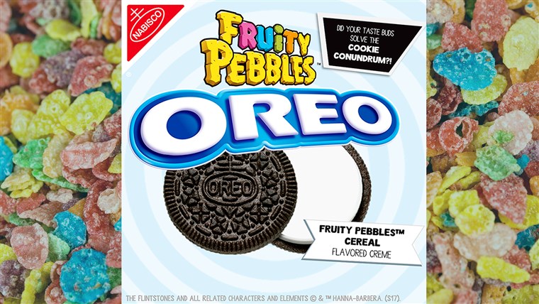 אוריאו revealed that its Mystery cookie flavor is Fruity Pebbles cereal.