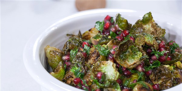 Brisel Sprouts with Pomegranates and Pistachios