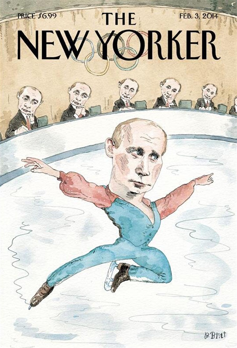 ה cover of the Feb. 3 edition of The New Yorker magazine has some fun with Russian president Vladimir Putin in the midst of controversy over Russian anti-gay laws heading into the Winter Olympics in Sochi next week. 