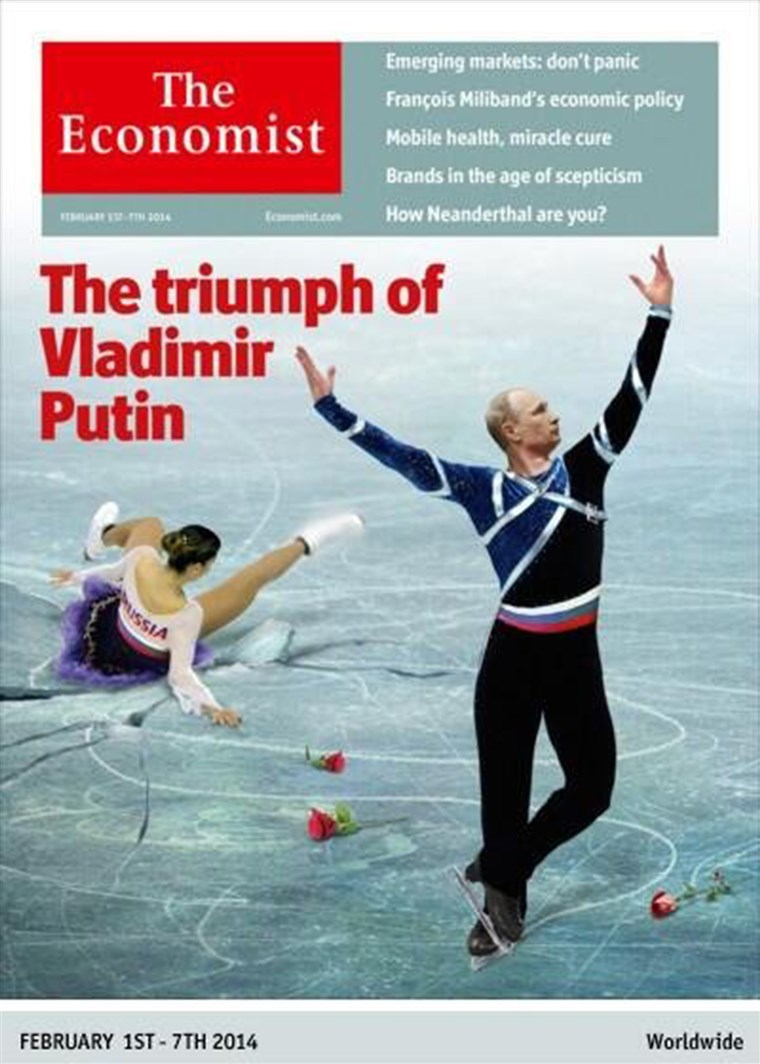 ה Feb. 1 issue of The Economist also depicts Putin as a figure skater, leaving the symbolic 