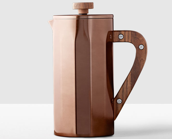 סטארבקס Stainless Steel Coffee Press With Walnut Handle - Copper