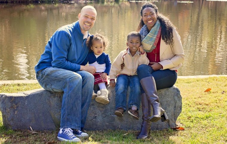 A Wright family: Marcel, Stacia, Jonathan, 5, and Ginneh, 2.