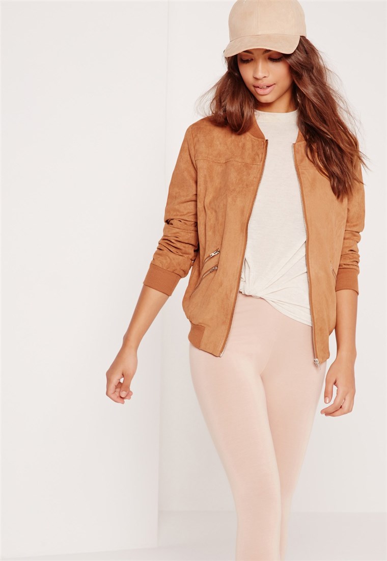 Missguided faux suede bomber jacket