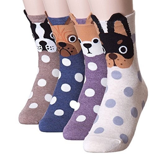 יקירתי Women's Cute Design Casual Cotton Crew Socks